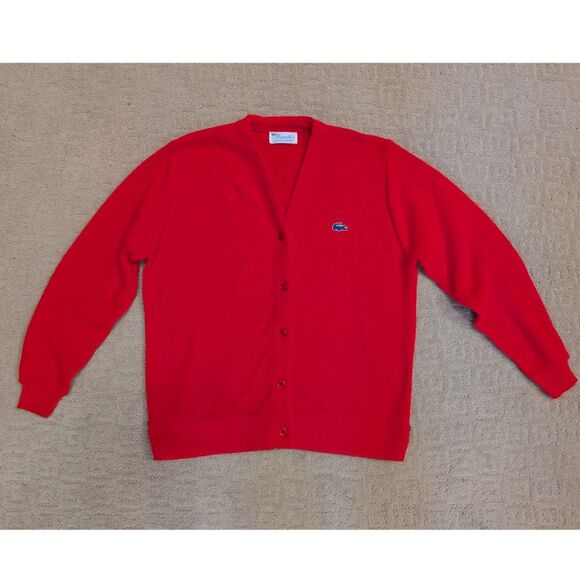 Vintage Haymaker Lacoste Sweater Cardigan Women Size 42 Red 100% Orlon Acrylic - Picture 1 of 8